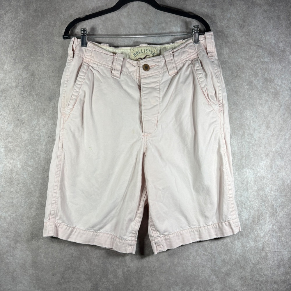 Hollister Chino Shorts Men 31 Pink Classic Twill Casual Preppy Summer y2k Skater